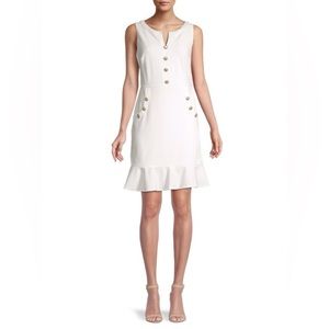 White dress with buttons